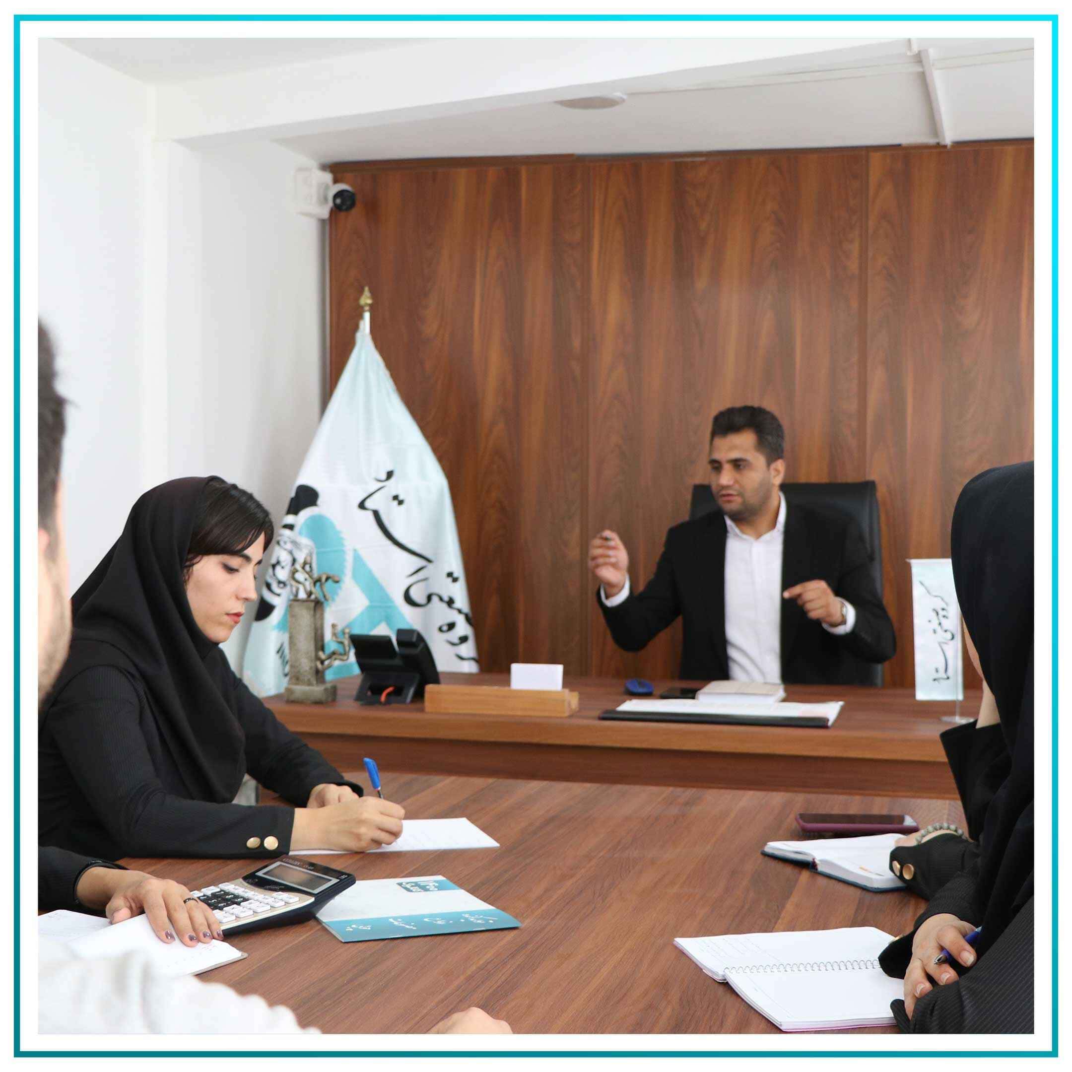 Professors meeting with staff