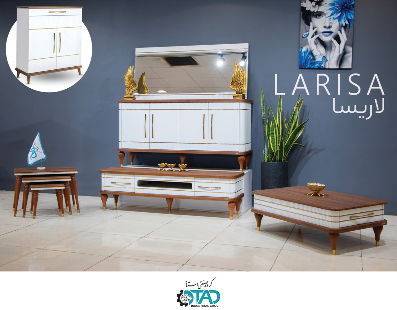 ست کامل آینه کنسول مدل لاریسا 
